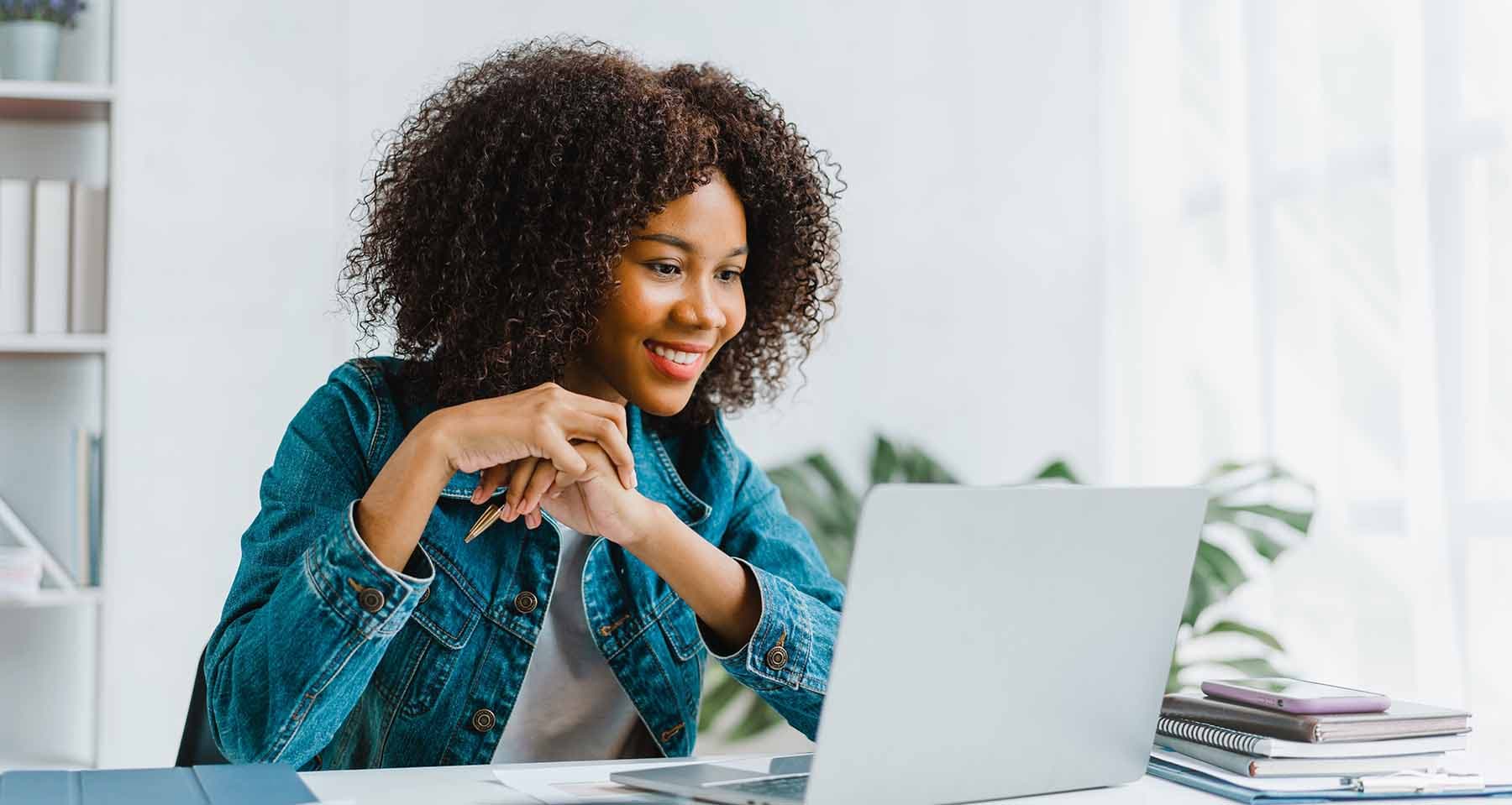 Student learning with laptop